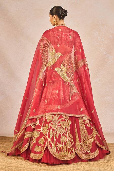 Shop Masaba Red Silk, Satin, Organza Mehakasa Paigaam 12 Kalis Bridal Lehenga Set Online at Aza Fashions Shop_Masaba_Red Silk, Satin, Organza Mehakasa Paigaam 12 Kalis Bridal Lehenga Set _Online_at_Aza_Fashions