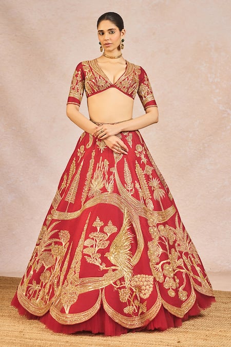 Masaba Red Silk, Satin, Organza Mehakasa Paigaam 12 Kalis Bridal Lehenga Set at Aza Fashions Masaba_Red Silk, Satin, Organza Mehakasa Paigaam 12 Kalis Bridal Lehenga Set _at_Aza_Fashions