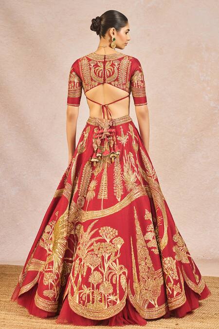 Buy Masaba Red Silk, Satin, Organza Mehakasa Paigaam 12 Kalis Bridal Lehenga Set Buy_Masaba_Red Silk, Satin, Organza Mehakasa Paigaam 12 Kalis Bridal Lehenga Set
