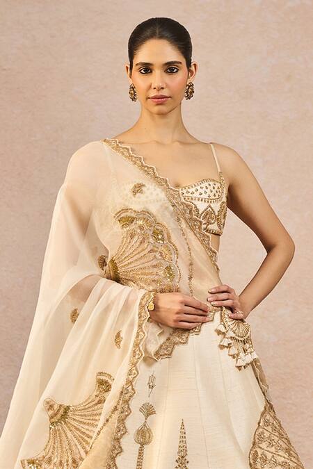 Masaba_Ivory Tissue, Organza Embroidery, Patchwork, Pehli Kiran 12 Kalis Lehenga Set _Online_at_Aza_Fashions