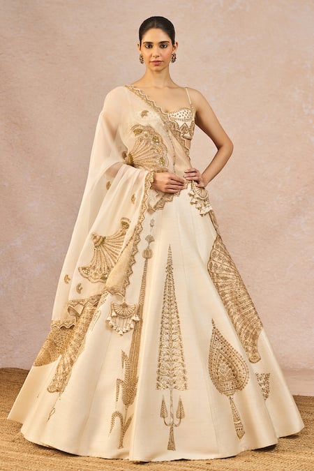 Masaba Ivory Tissue, Organza Embroidery, Patchwork, Pehli Kiran 12 Kalis Lehenga Set 