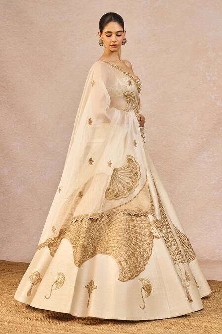 Shop_Masaba_Ivory Tissue, Organza Embroidery, Patchwork, Pehli Kiran 12 Kalis Lehenga Set _Online_at_Aza_Fashions