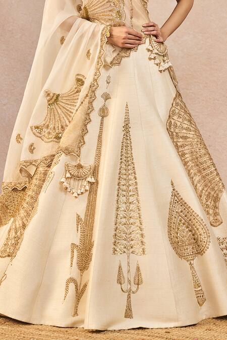 Masaba_Ivory Tissue, Organza Embroidery, Patchwork, Pehli Kiran 12 Kalis Lehenga Set _at_Aza_Fashions