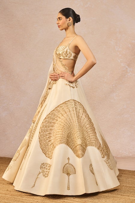 Shop_Masaba_Ivory Tissue, Organza Embroidery, Patchwork, Pehli Kiran 12 Kalis Lehenga Set 