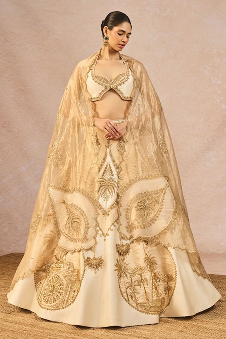Shop Masaba Ivory Silk, Tissue, Organza Embroidery, Noor Ban Gaye Bridal Lehenga Set Online at Aza Fashions Shop_Masaba_Ivory Silk, Tissue, Organza Embroidery, Noor Ban Gaye Bridal Lehenga Set _Online_at_Aza_Fashions