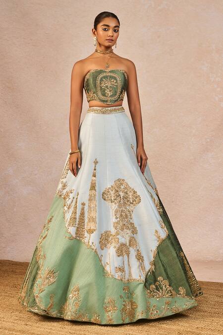 Shop Masaba Blue Silk, Organza Embroidery, Stones, Pehli Baarish 12 Kalis Lehenga Set Online at Aza Fashions Shop_Masaba_Blue Silk, Organza Embroidery, Stones, Pehli Baarish 12 Kalis Lehenga Set _Online_at_Aza_Fashions