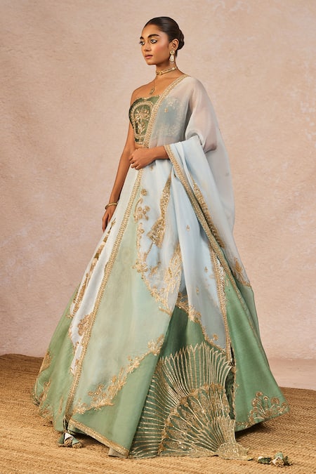 Masaba Blue Silk, Organza Embroidery, Stones, Pehli Baarish 12 Kalis Lehenga Set at Aza Fashions Masaba_Blue Silk, Organza Embroidery, Stones, Pehli Baarish 12 Kalis Lehenga Set _at_Aza_Fashions