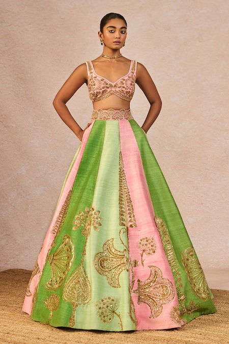 Masaba Pink Silk, Organza, Tissue Embroidery, Gulposh 12 Kalis Pankha Lehenga Set at Aza Fashions Masaba_Pink Silk, Organza, Tissue Embroidery, Gulposh 12 Kalis Pankha Lehenga Set _at_Aza_Fashions