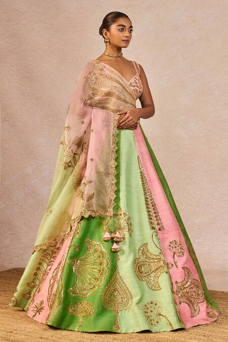 Shop Masaba Pink Silk, Organza, Tissue Embroidery, Gulposh 12 Kalis Pankha Lehenga Set Shop_Masaba_Pink Silk, Organza, Tissue Embroidery, Gulposh 12 Kalis Pankha Lehenga Set