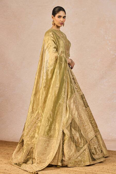 Masaba_Green Tissue Embroidery, Patchwork, Stones, Khwabon Ki Shehzadi Lehenga Set _at_Aza_Fashions