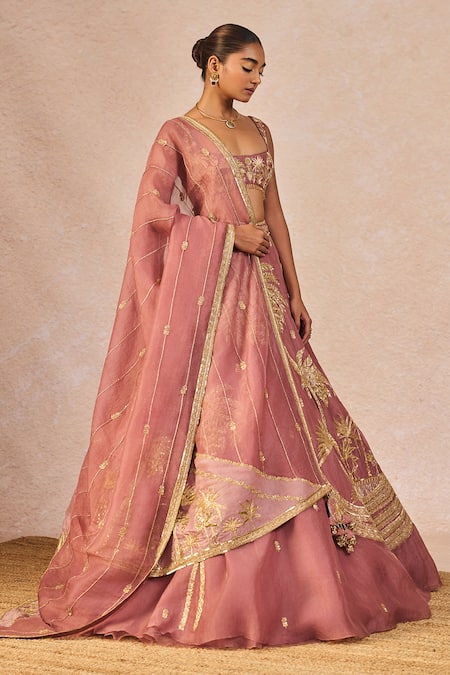 Masaba Pink Organza Embroidery, Zari, Crystals, Pyaar Ke Charche 12 Kalis Lehenga Set Online at Aza Fashions Masaba_Pink Organza Embroidery, Zari, Crystals, Pyaar Ke Charche 12 Kalis Lehenga Set _Online_at_Aza_Fashions