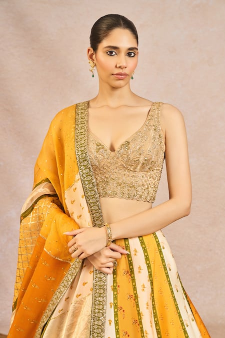 Masaba Mustard Silk, Tissue, Organza Embroidery, Stones, Aur Tum 12 Kalis Lehenga Set at Aza Fashions Masaba_Mustard Silk, Tissue, Organza Embroidery, Stones, Aur Tum 12 Kalis Lehenga Set _at_Aza_Fashions