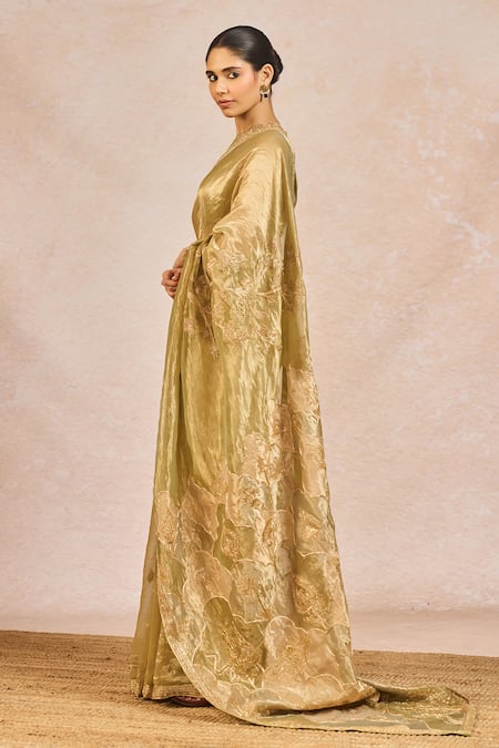 Masaba Mint Tissue Embroidery, Zari, Patchwork Round Neck Fasl E Gul Saree With Blouse Online at Aza Fashions Masaba_Mint Tissue Embroidery, Zari, Patchwork Round Neck Fasl E Gul Saree With Blouse _Online_at_Aza_Fashions