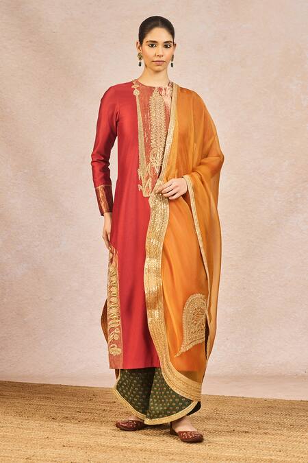 Buy Masaba Rust Silk, Organza Embroidery, Patchwork, Zari, Sequins Dil Lubhata Kurta Set Online at Aza Fashions Buy_Masaba_Rust Silk, Organza Embroidery, Patchwork, Zari, Sequins Dil Lubhata Kurta Set _Online_at_Aza_Fashions