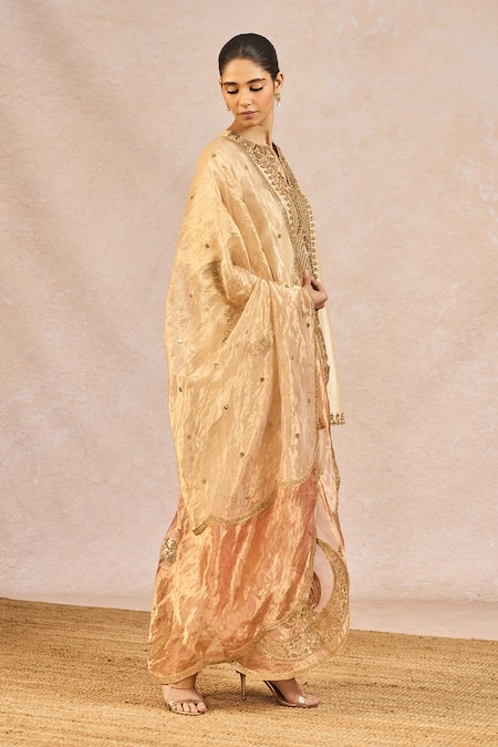 Shop_Masaba_Ivory Silk, Organza Embroidery, Zari, Patchwork Noor Ban Gye Kurta Salwar Set 