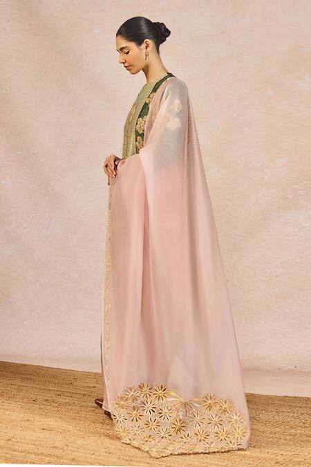 Masaba Green Silk, Organza Embroidery, Cut Work Round Neck Jaise Koi Sapna Kurta Set Online at Aza Fashions Masaba_Green Silk, Organza Embroidery, Cut Work Round Neck Jaise Koi Sapna Kurta Set _Online_at_Aza_Fashions