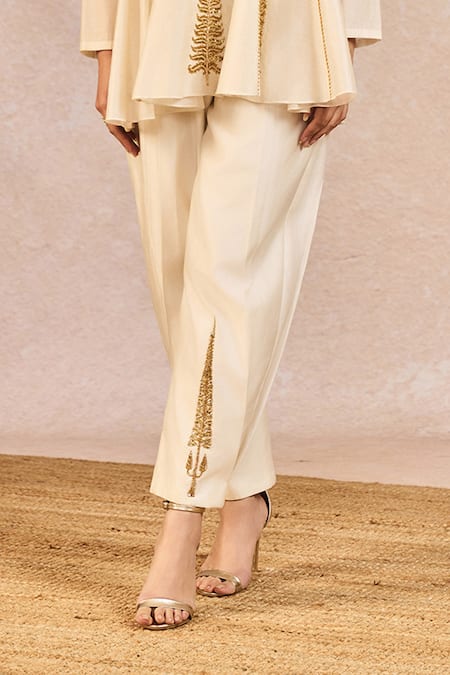 Buy Masaba Ivory Chanderi, Tissue Embroidery, Cut Work, Pehli Kiran Peplum Kurta Set Online at Aza Fashions Buy_Masaba_Ivory Chanderi, Tissue Embroidery, Cut Work, Pehli Kiran Peplum Kurta Set _Online_at_Aza_Fashions