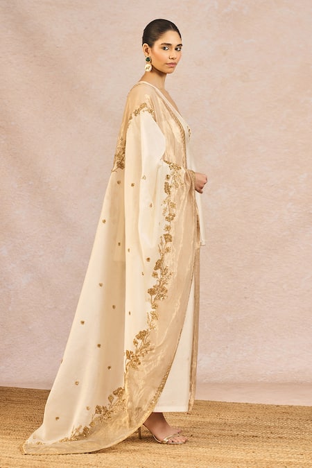 Shop Masaba Ivory Chanderi, Tissue Embroidery, Cut Work, Pehli Kiran Peplum Kurta Set Shop_Masaba_Ivory Chanderi, Tissue Embroidery, Cut Work, Pehli Kiran Peplum Kurta Set