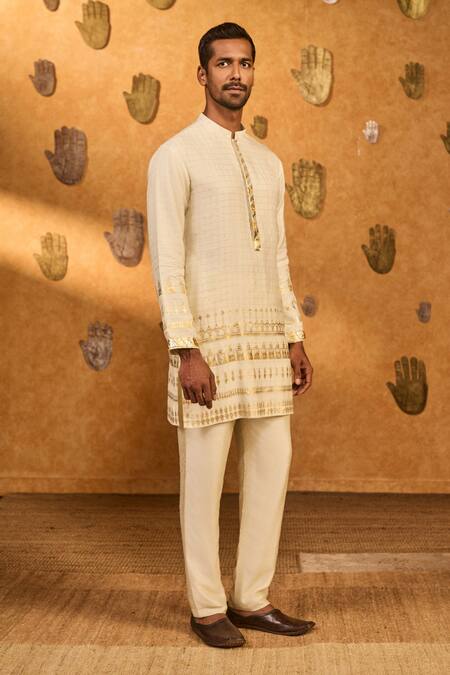 Shop_Masaba_Ivory Gota Patti Midas Touch Kurta Set_Online_at_Aza_Fashions