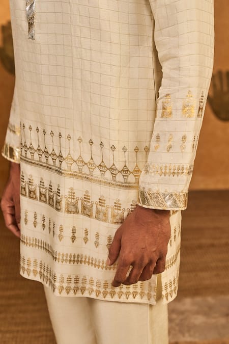 Masaba_Ivory Gota Patti Midas Touch Kurta Set_at_Aza_Fashions