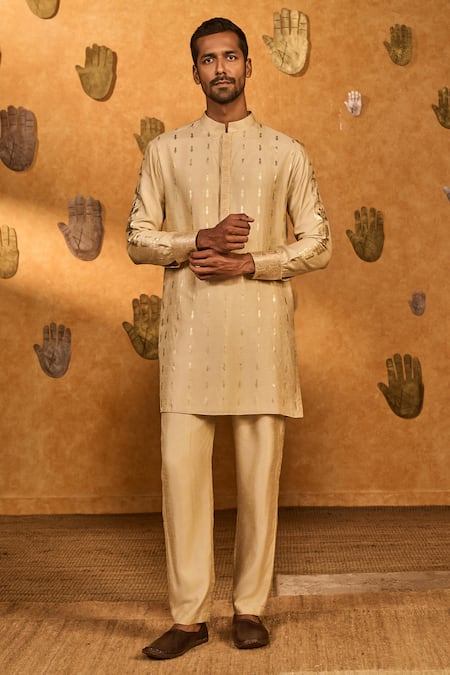 Masaba Beige Silk Foil Printing Littile Pots Kurta Set