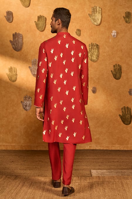 Masaba Red Whispering Leaf Kurta Set 