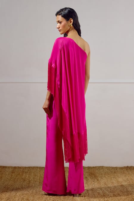 Lavanya Ahuja Sea Sprite One Shoulder Cape Set 