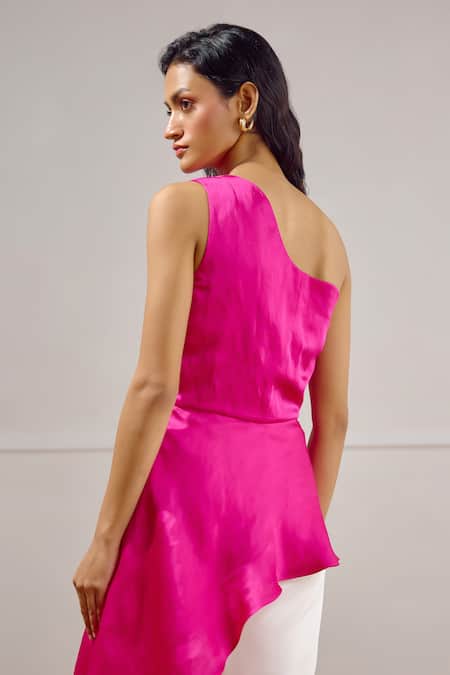 Lavanya Ahuja Cascade One Shoulder Peplum Top 