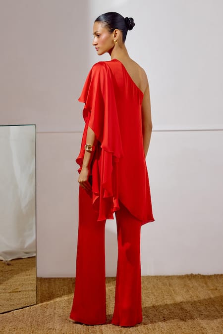 Lavanya Ahuja Billow Asymmetrical One Shoulder Tunic & Pant Set 