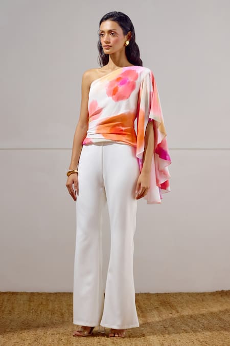 Lavanya Ahuja White Crepe Flared Pant 