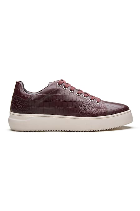 Dang Shoes_Burgundy Animal Textured Sneakers _Online_at_Aza_Fashions