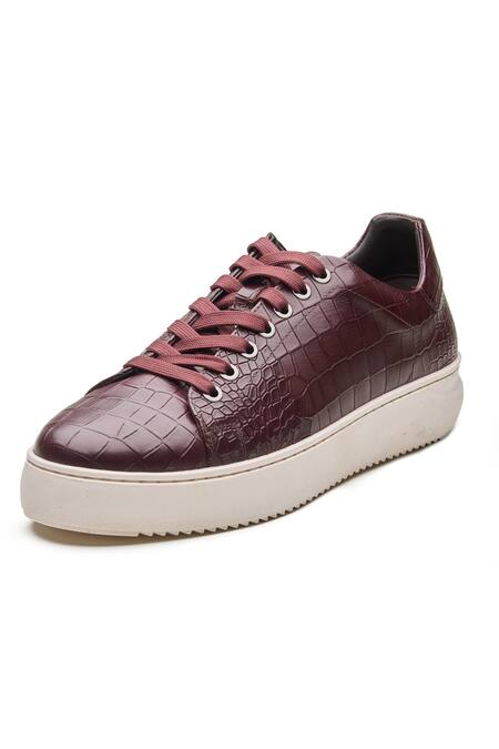 Buy_Dang Shoes_Burgundy Animal Textured Sneakers _Online_at_Aza_Fashions