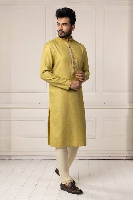 Buy_Minikin_Green Silk, Viscose Embroidery Kashmiri Kurta Set _Online_at_Aza_Fashions