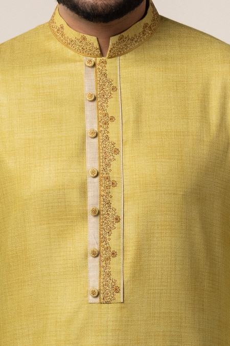 Buy_Minikin_Green Silk, Viscose Embroidery Kashmiri Kurta Set 