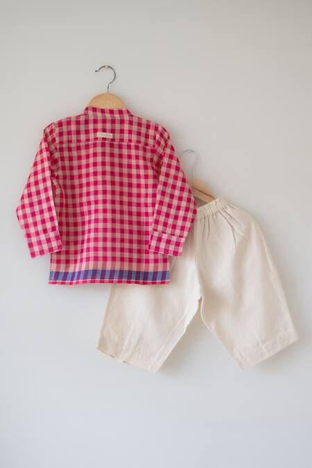 Shop Love The World Today Pink Cotton, Silk Candy Cloud Kurta And Baggy Pant Set at Aza Fashions Shop_Love The World Today_Pink Cotton, Silk Candy Cloud Kurta And Baggy Pant Set_at_Aza_Fashions