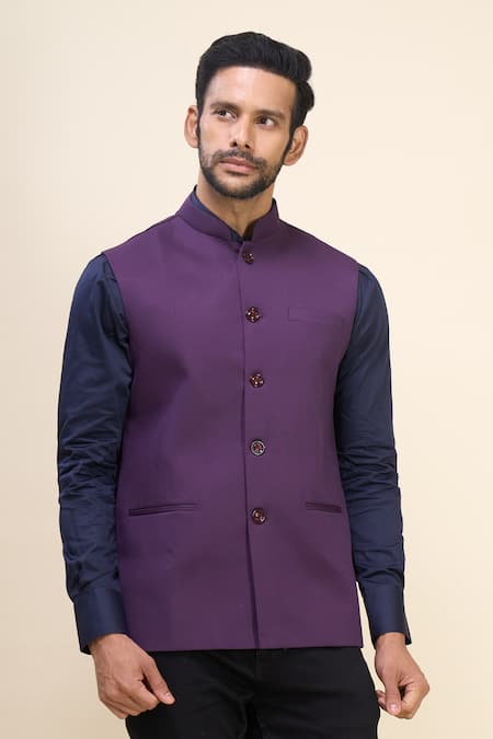 Arihant Rai Sinha Solid Sleeveless Mandarin Nehru Jacket 