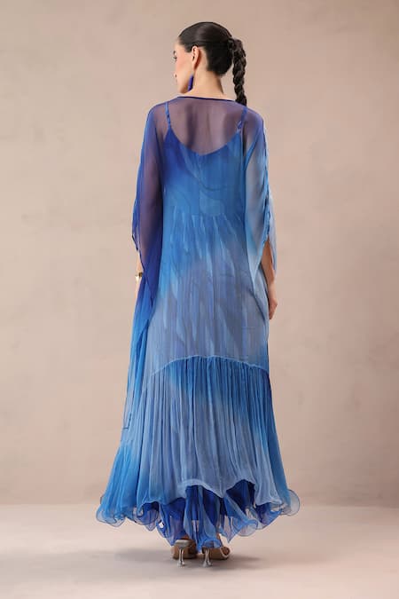 Pallavi Jaipur Amber & Ocean Blue Bling Kaftan With Dress 