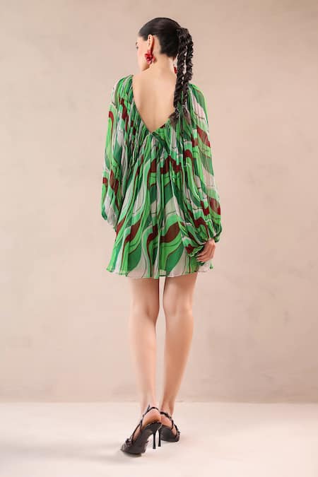 Pallavi Jaipur California Green Holiday Mini Dress 