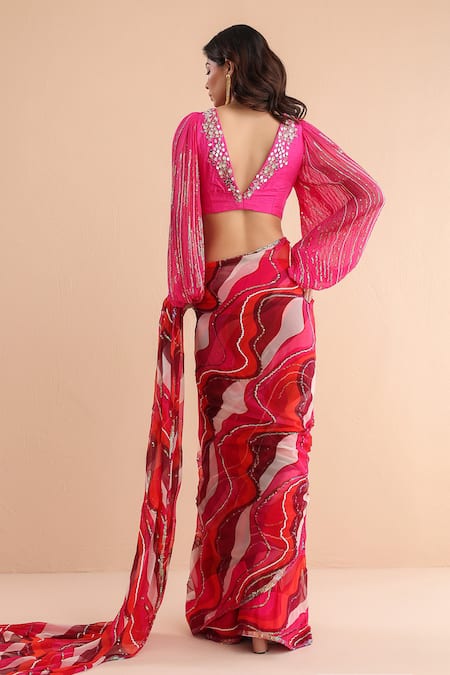 Pallavi Jaipur Pre-Draped Cosmopolitian Saree With Bohemium Blouse 