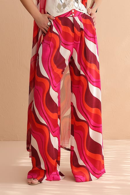 Buy Pallavi Jaipur Ivory Chanderi, Chiffon, Silk Mirrors Sheesha Waistcoat And Printed Pant Set Online at Aza Fashions Buy_Pallavi Jaipur_Ivory Chanderi, Chiffon, Silk Mirrors Sheesha Waistcoat And Printed Pant Set _Online_at_Aza_Fashions