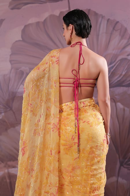 Pallavi Jaipur Jhilmil Pre-Draped Ruffle Saree With Ambi Rani Blouse 