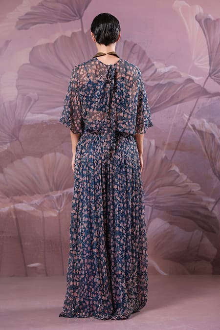 Pallavi Jaipur Prussian Blue Mukherjee Co-ord Palazzo Set 