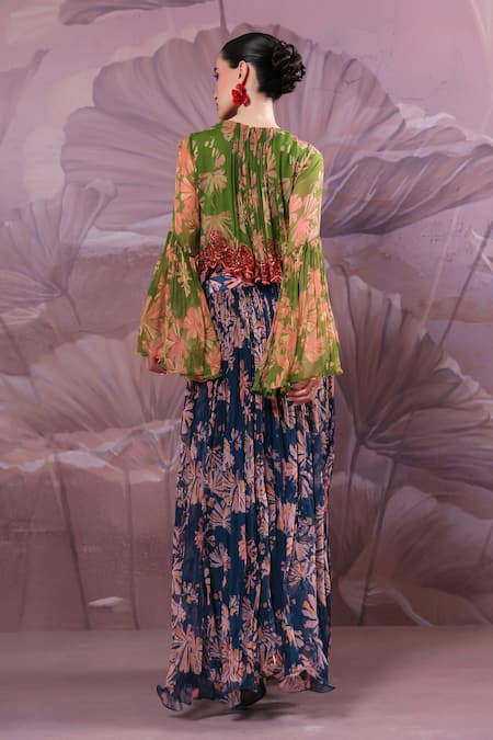 Pallavi Jaipur Gulaab Pan Print Top & Skirt Set 