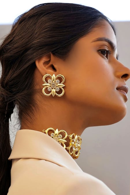 Bblingg Gold Plated Crystals Casha Swarovski Element Stud Earrings 