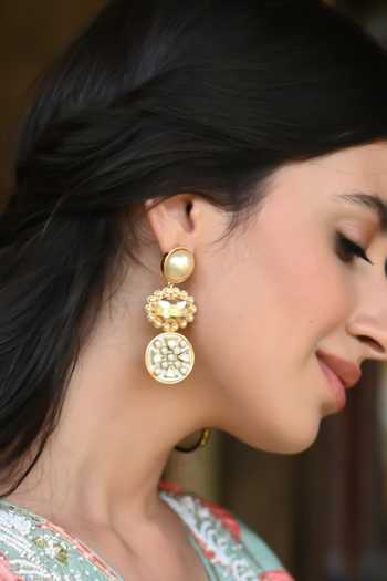 Bblingg Multi Color Pearls, Crystals, Stones Sanah Ivory And Kundan Drop Earrings Online at Aza Fashions Bblingg_Multi Color Pearls, Crystals, Stones Sanah Ivory And Kundan Drop Earrings _Online_at_Aza_Fashions