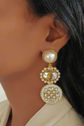 Buy Bblingg Multi Color Pearls, Crystals, Stones Sanah Ivory And Kundan Drop Earrings Online at Aza Fashions Buy_Bblingg_Multi Color Pearls, Crystals, Stones Sanah Ivory And Kundan Drop Earrings _Online_at_Aza_Fashions