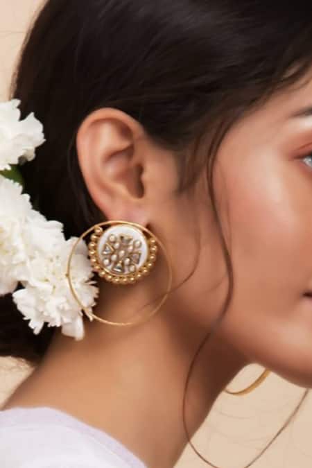 Bblingg Gold Plated Pearls, Crystals Rubaina Mother Of And Hoops 