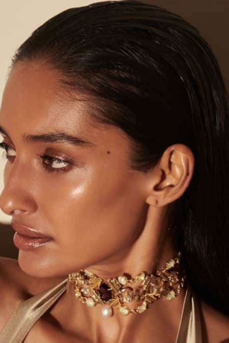 Buy Bblingg Gold Plated Charlotte Multi Crystal And Baroque Pearl Choker Online at Aza Fashions Buy_Bblingg_Gold Plated Charlotte Multi Crystal And Baroque Pearl Choker _Online_at_Aza_Fashions