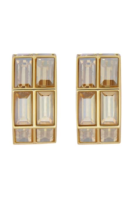 Bblingg_Gold Plated Crystals Chandelier Hoop Earrings _Online_at_Aza_Fashions