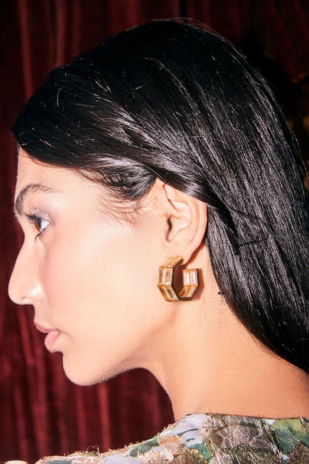 Shop_Bblingg_Gold Plated Crystals Chandelier Hoop Earrings _Online_at_Aza_Fashions